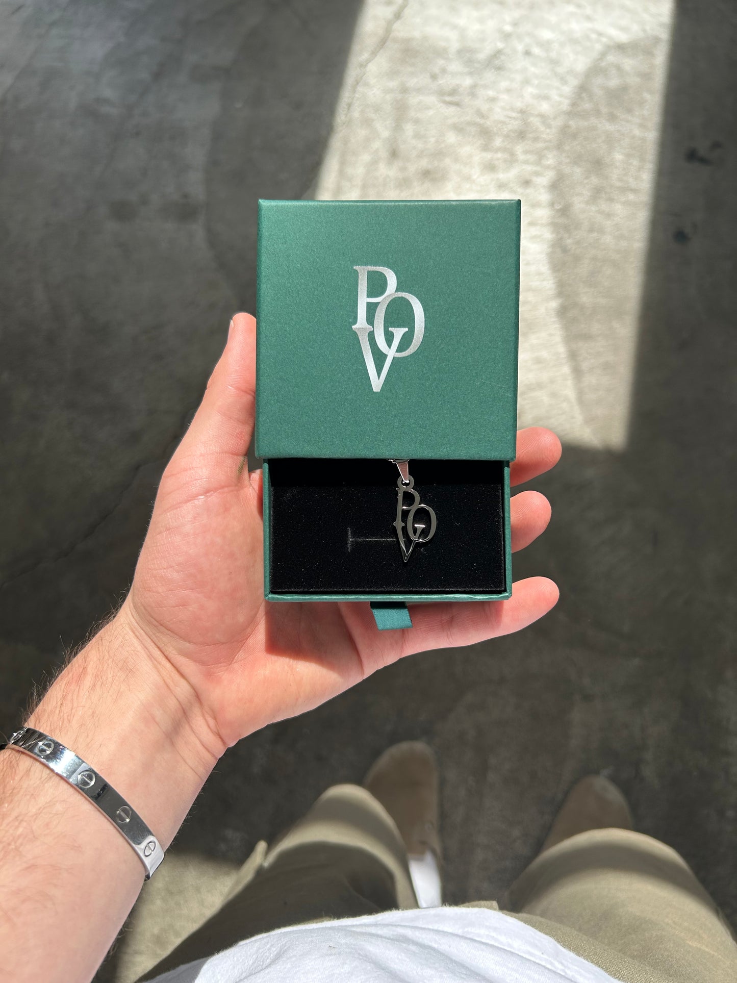 POV Stainless Steel Pendant Necklace — Silver